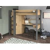 Image de Lit mezzanine avec bureau et armoire - 90 x 200 cm - Coloris : Naturel et anthracite - AUCKLAND