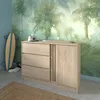 Image de Commode ESCALE - 3 tiroirs - 1 porte - Décor chêne - L 1098 x H 768 x P 50 cm