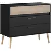 Image de Commode - Aalborg - 3 Tiroirs - Décor Noir Et Chene - Style Scandinave - L90,8 X P39,9 X H77,5 Cm -