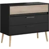 Image de Commode - AALBORG - 3 tiroirs - Décor Noir et chêne - Style Scandinave - L908 x P399 x H775 cm - PARISOT