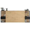 Image de Tete De Lit Avec Étageres + Chevets Intégrés - Décor Chene Et Noir - L 255 X P 36 X H 103 Cm - White