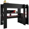Image de Lit mezzanine combiné enfant led gamer online - 90 x 200 cm - noir mat 2368LSUR