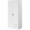 Image de Armoire Varia - Décor Blanc - 2 Portes Battantes + 2 Tiroirs - L 81 Cm X H 185 X P 51 Cm -