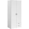 Image de Armoire varia - décor blanc - 2 portes battantes + 2 tiroirs - l 81 cm x h 185 x p 51 cm - 6510A2PT