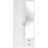 Image de Armoire VARIA - Décor blanc - 2 portes battantes + 1 miroir + 2 tiroirs - L 81 x H 185 x P 51 cm - PARISOT