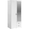Image de Armoire parisot varia blanc 2 portes battantes avec miroir et 2 tiroirs 81x51,5x185,5 cm 6510A2PM
