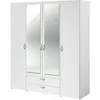 Image de Armoire Varia - Décor Blanc - 4 Portes Battantes + 2 Miroirs + 2 Tiroirs - L 160 X H 185 X P 51 Cm -