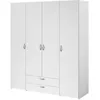 Image de Armoire Varia - Décor Blanc - 4 Portes Battantes + 2 Tiroirs - L 160 X H 185 X P 51 Cm -