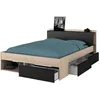 Image de Lit adulte COMBO 140x190/200 cm - Chêne et noir - 3 Tiroirs - PARISOT
