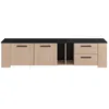 Image de Meuble Tv 2 Portes 2 Tiroirs - Chene Et Noir - Helma - L182 X H43 X P40 Cm