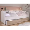 Image de Lit 90 x 190/200 cm avec rangements - Blanc et naturel - PAULETTE
