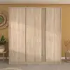 Image de Armoire De Chambre - Décor Chene - 3 Portes - 185 X 52 X 203 Cm -