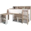 Image de Lit Combiné Enfant Avec Bureau Rétractable - Décor Blanc Et Chene - 90x 200 Cm - Sommier Inclus -theo