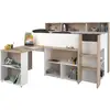 Image de Lit mi-hauteur duffy 90x200cm avec bureau - blancdécor chêne 2100COMB