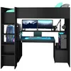 Image de Lit mezzanine Gamer LevelUp 90x200cm avec bureau gamer - noir