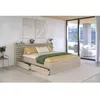 Image de Lit adulte ESCALE 180x200 cm - Décor chêne du Japon - 2 tiroirs + Tête de lit - L235.4 x H982 x P2168 cm - Fabriqué en France