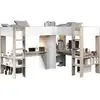 Image de Double Lit Mezzanine D'angle 2 X 90 X 200 Cm - Avec Rangements Et Bureaux - Blanc Et Naturel - Lascano