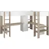 Image de Lit mezzanine double alexandrie - 90x200 - avec bureau - chêneblanc 2101LSUR