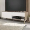 Image de Meuble TV MORPHOS L 150 x P 40 x H 473 cm - Décor blanc / Chêne - PARISOT