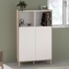 Image de Bahut haut MORPHOS - L 837 x P 40 x H 135 cm - Décor blanc / Chêne - 2 portes - PARISOT