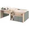 Image de Lit combiné enfant 90x190200 cm jade - chene vert céladon - bureau et rangements -