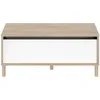 Image de Table Basse - Rectangulaire - Décor Blanc / Chene - Dessus Relevable - 4 Pieds - 100,8 X 43,6 X 50 Cm