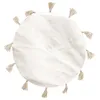Image de Tapis rond coton pompon beige 90 cm