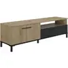 Image de Banc Tv - Trust - Chene / Noir - 2 Portes - 1 Tiroir - 140 X 40 X 47 Cm - Gami