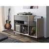 Image de Meuble rangement vinyle - GAMI - Platine - Style urbain - Décor chêne - Noir - L 115 x P 40 x H 81 cm