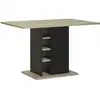 Image de Table A Manger Rectangulaire Avec Rangement 1 Porte - Décor Chene Et Noir - Oxford - L 120 X P 80 X H 75 Cm