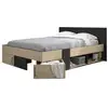 Image de Lit Adulte Avec Tiroirs De Rangement - Chataignier Et Noir - 140 X 190 - Swivel