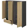 Image de Armoire 4 portes 1 tiroir l197 cm finition bois et noir - mimizan 1H3C180