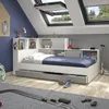 Image de Erwan Lit Enfant Avec Rangements - Décor Blanc Et Gris- 90 X 200 Cm