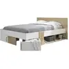 Image de Lit Adulte Avec Tiroirs De Rangement - Chene Et Blanc - 140 X 190 - Swivel