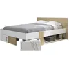 Image de DIAGONE Lit adulte avec tiroirs de rangement - Chêne et blanc - 140 x 190 - SWIVEL