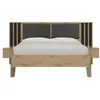 Image de Lit 140cm x 190cm avec chevets et led effet bois chêne beige