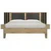 Image de Lit 160cm x 200cm chevets lambris tête lit led effet bois chêne beige