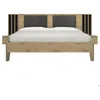 Image de Lit 180cm x 200cm avec chevets et led effet bois chêne beige