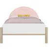 Image de Lit 90cm x 190cm avec éclairage led et tête de lit rose en mélaminé