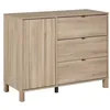 Image de Commode calypso 3 tiroirs 1 porte effet bois chêne doré effet claustra