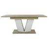 Image de Table rectangle extensible effet bois chêne mat blanc 8-12 couverts
