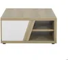 Image de Table basse carrée effet bois chêne 1 tiroir mat blanc