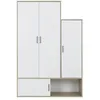 Image de CALICOSY - Armoire 4 portes H195 cm - ERWAN - Blanc/Bois