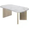 Image de Table basse ovale - QUARTZ - Blanc effet marbre - Pieds épais en chêne - 105 x 58 x 39 cm - DIAGONE