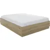 Image de Lit Coffre - Tidy - 140 X 190 Cm - Chene / Ecru - Sommier Inclus -