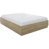 Image de Lit coffre - TIDY - 140 x 190 cm - Chêne / Ecru - Sommier inclus - GAMI