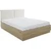 Image de Lit Coffre Tete Textile - Tidy - 160 X 200 Cm - Chene / Ecru - Sommier Inclus -