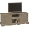Image de Meuble Tv 60 Pouces Style Anglais Taupe 2 Portes 2 Niches 142.4 X 55.5 X 46 Cm