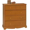 Image de Commode Pin Miel de Style Anglais - Bois Massif - 5 Tiroirs - Blanc - Meuble de chambre