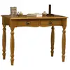 Image de Table A Ecrire Pin Massif Miel 2 Tiroirs Pieds Tournés L 100 H 74.3 P 56.4 Cm